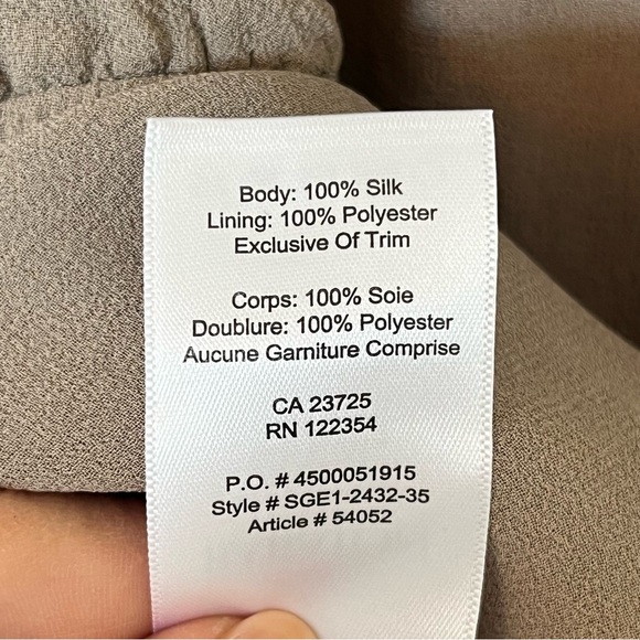 Babaton Aritzia Silk Blouse Surplice Peplum Taupe XXS Office Workwear - Picture 9 of 10